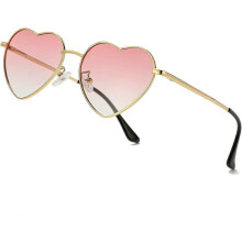 Occhiali da sole da donna con montatura in metallo a forma di cuore, lenti polarizzate rosa sfumate oro, UV400 anti UV