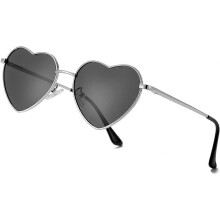 Occhiali da sole da donna con montatura in metallo a forma di cuore, lenti polarizzate grigio argento, protezione UV400