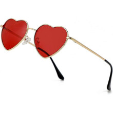 Occhiali da sole da donna con montatura in metallo a forma di cuore, 54 mm, lenti polarizzate UV400 anti-ultravioletti, oro rosso