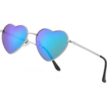 Occhiali da sole da donna con montatura in metallo a forma di cuore, argento, verde, specchiati, polarizzati, UV400, anti-UV