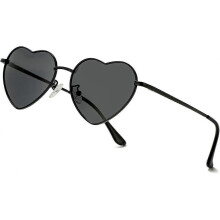 Occhiali da sole da donna con montatura in metallo a forma di cuore, lenti da 54 mm, nero grigio, polarizzate UV400 anti-UV