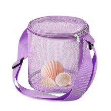 Kinderstrandtas 17x15cm Paars Schelpjesverzamelnet Opvouwbaar Verstelbare Schouderband