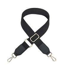 Schouderband zwart 3,8 cm breed 31-51 inch lang canvas leer haak verstelbaar