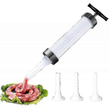 Macchina per clistere manuale 42*10,5 cm, asta di spinta in plastica e acciaio inossidabile, 3 ugelli, qualità alimentare, per uso domestico