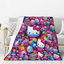 Hello Kitty -fleecepeitto, erittäin pehmeä ja kodikas heittopeitto, lasten vuodevaatteet - erittäin pehmeä, 102 cm x 75 cm