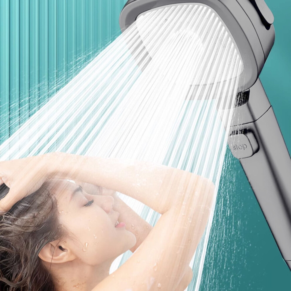 Turbo Shower Head With 4 Bathing Modes & Pressurized Water Stop, Compatible With Standard Showers - Home Bath Upgrade, Christmas Gift Idea 9773935584822