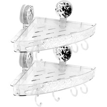 Lot de 2 étagères d'angle pour douche avec ventouses, organisateur de salle de bain sans perçage, étagère transparente effet vague, étanche et