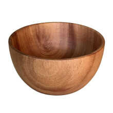 Saladier en bois marron, bol de service, bol de cuisine, bassine Ă couverts, coupe Ă fruits
