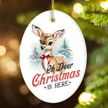 Oh Deer, Noël est arrivé ! Ornement de Noël vintage, bébé renne, charmante décoration rétro pour sapin