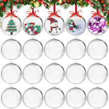 20 Pack 2" Clear Plastic Christmas Ornaments, Acrylic Fillable Balls for Crafts, DIY, Wedding, Party, Home Decor