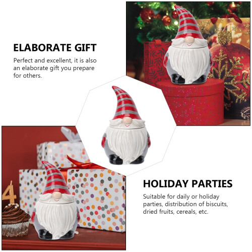 Κεραμικό βάζο μπισκότων Gnome XMAS Gregiular με καπάκι - Αεροστεγές δοχείο 2