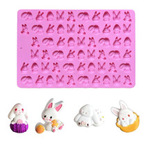 Moule en silicone lapin de Pâques Hariumiu, 58 cavités, antiadhésif, qualité alimentaire, démoulage facile, idéal pour la décoration de