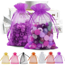 Lot de 100 sacs en organza noir 10 x 15 cm - Sacs cadeaux de qualité supérieure à cordon, parfaits pour l'emballage de petites entreprises et les