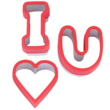 Lot de 3 moules en silicone pour la Saint-Valentin, à gâteaux et biscuits, en acier inoxydable rouge.