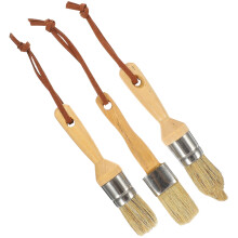 3 Pcs Beech Round Brush Paint Brushes Bristle Long Handle Furniture Wax Home Accessories Convenient Watercolor Cabinet