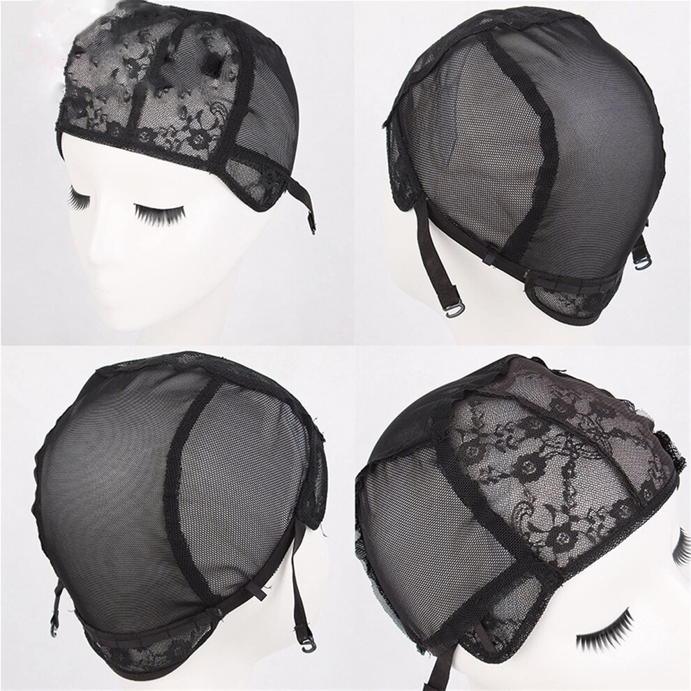 10 Pcs Black Nylon Wig Cap with Adjustable Straps for Lace Wigs Ultrathin Elastic Fit L