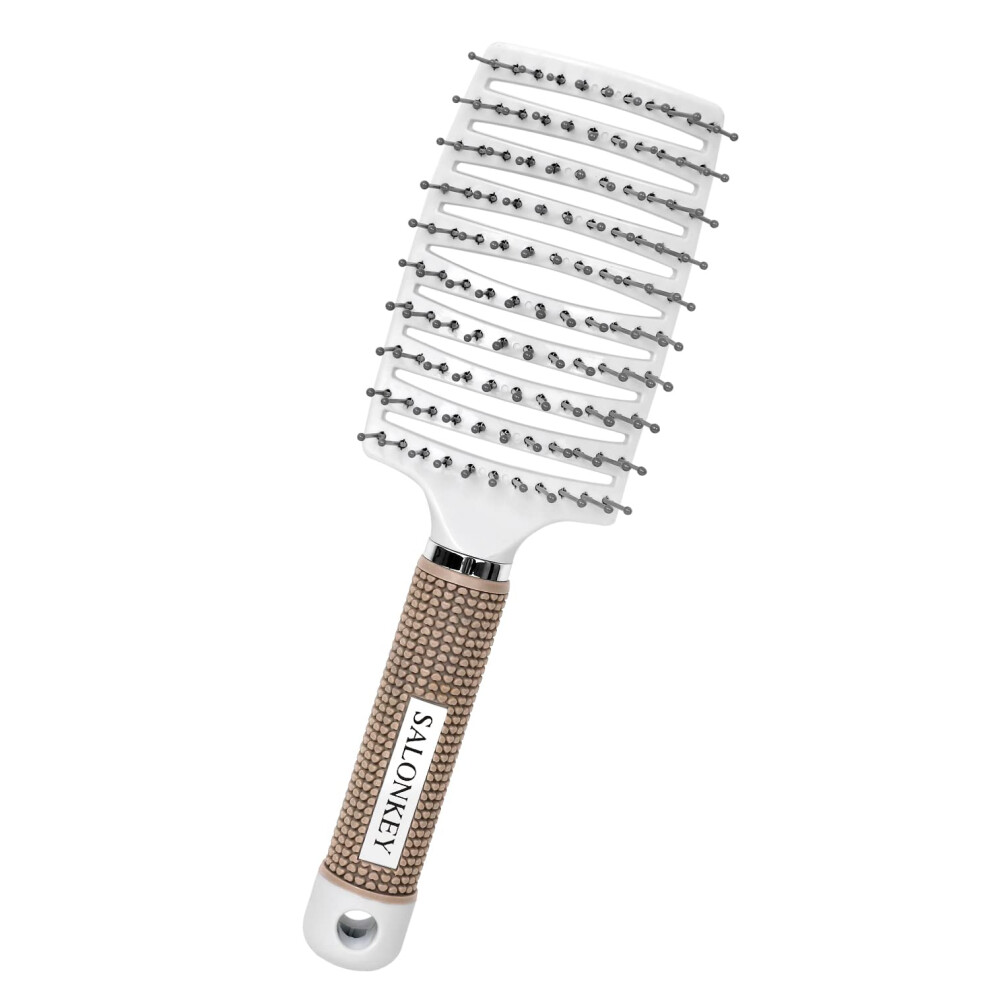 Unisex White Large Vented Paddle Hair Brush For Fast Drying And Gentle Detangling With Nonslip Grip