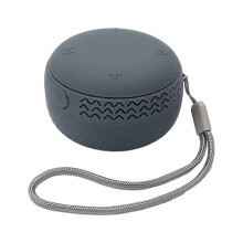 PAVEOS Card Bærbar Bluetooth Højttaler med Subwoofer, Trådløs Forbindelse, Bølget Linje Helix Mønster, Lommestørrelse, Grå, Kompatibel med