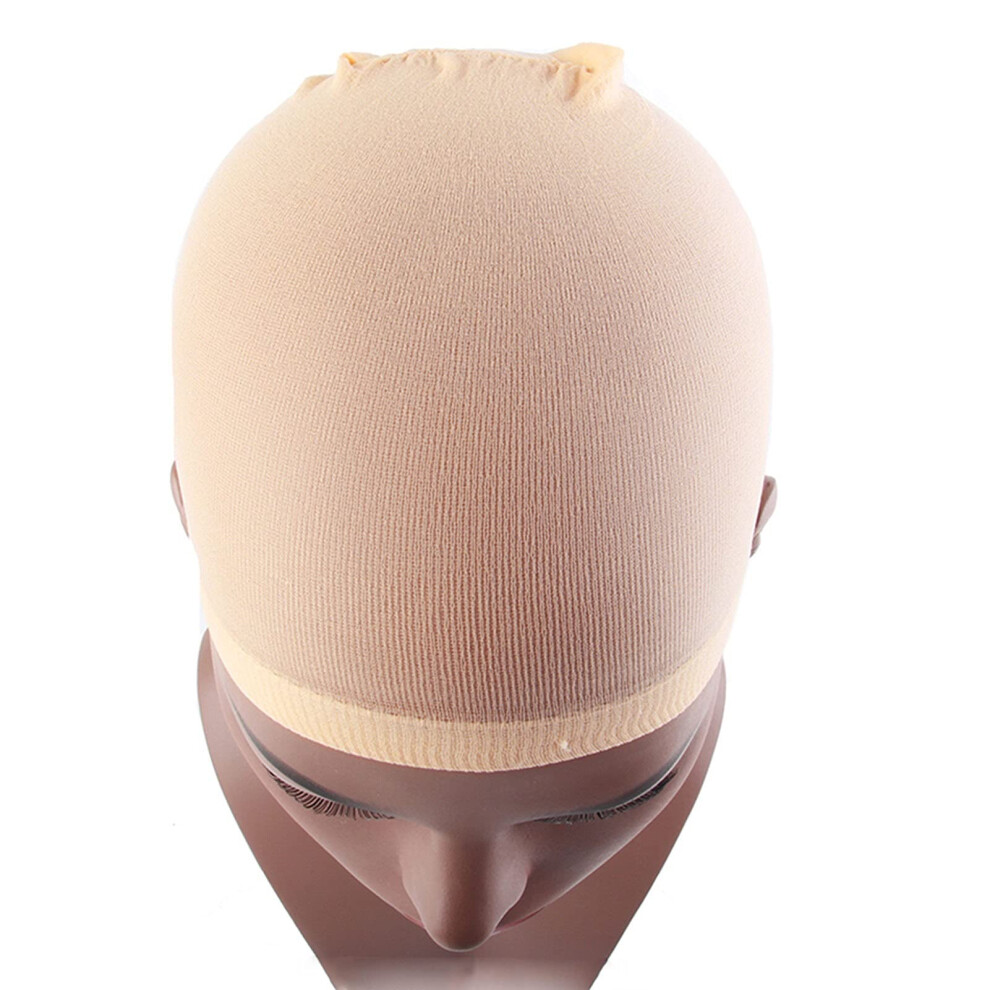 Unisex Cream Beige Stretchable Nylon Wig Cap 2Pack With Breathable Mesh And Ultrathin Comfortable Fit