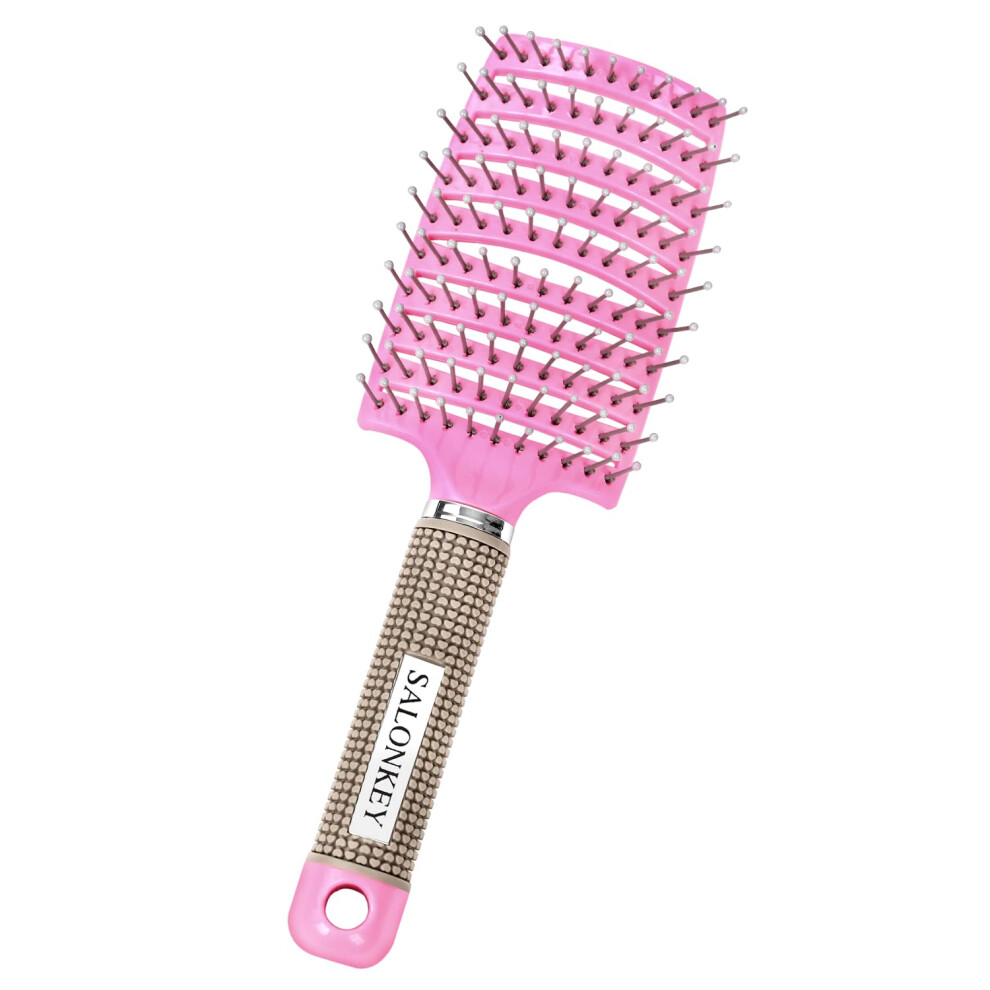 Unisex Pink Vented Paddle Hair Brush For Fast Drying And Gentle Detangling With Ergonomic Grip