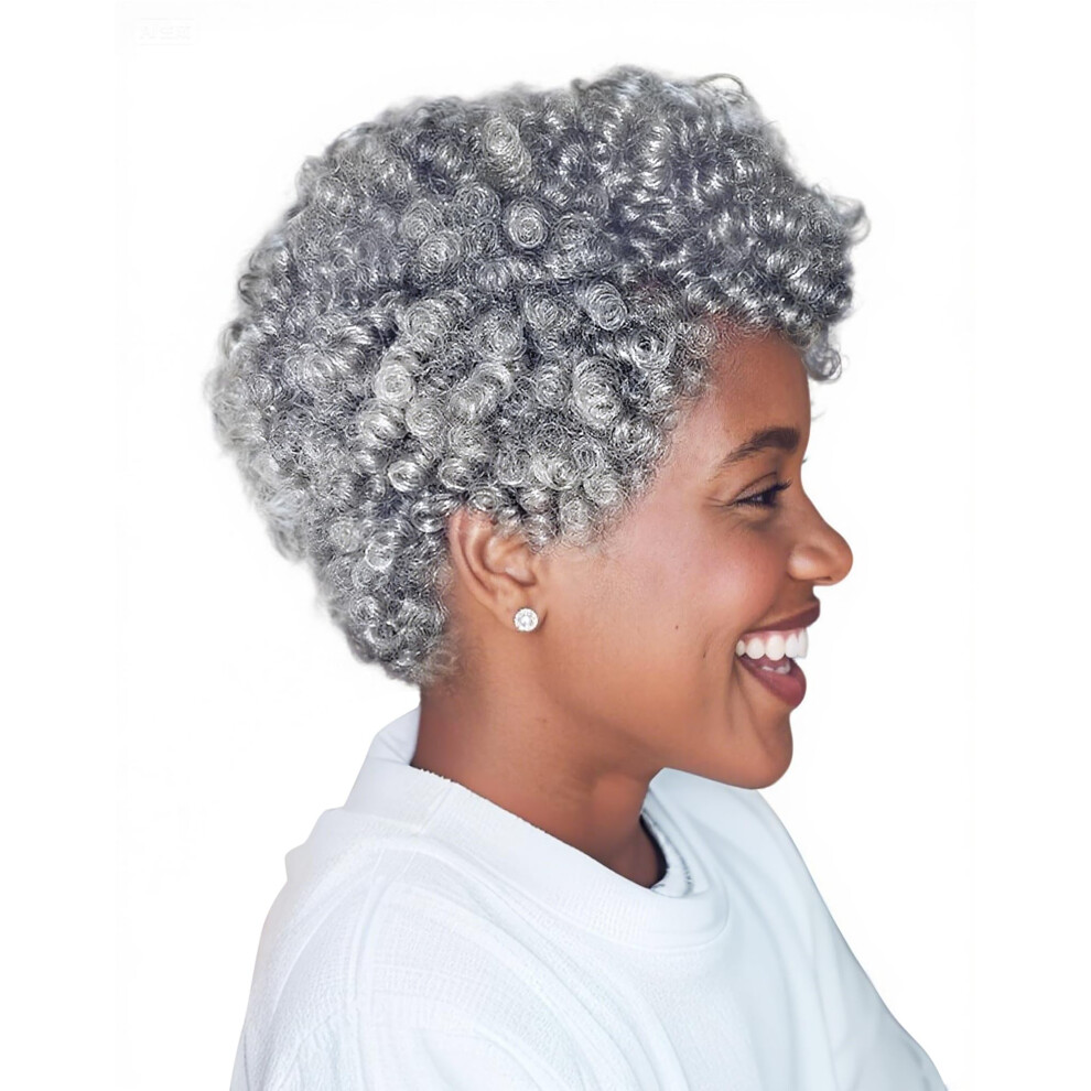 Unisex Black,Grey 10 Inch Black Mixed Grey Crochet Hair Extensions Afro Passion Twist Jerry Curl For Black Women