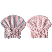 2PCS Microfiber Hair Towel Wrap for Women, Soft Absorbent Quick Dry Hair Turban with Bow