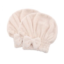 Hair Drying Towel Wrap for Women Quick Dry Microfiber Hair Turban Super Absorbent Beige Pair