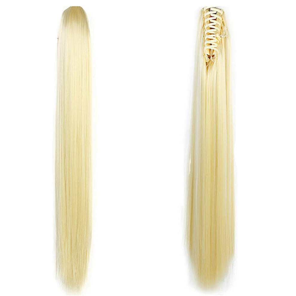22 Inch Synthetic Ponytail Hair Extension with Claw Clip, Long Curly Ombre Black Brown Hairpiece