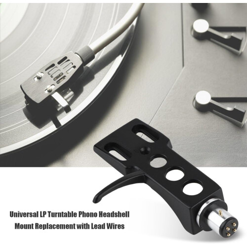 Universal Turntable Headshell with Oxygen Copper Wires, Black 6.3cm Phono Cartridge Mount 1