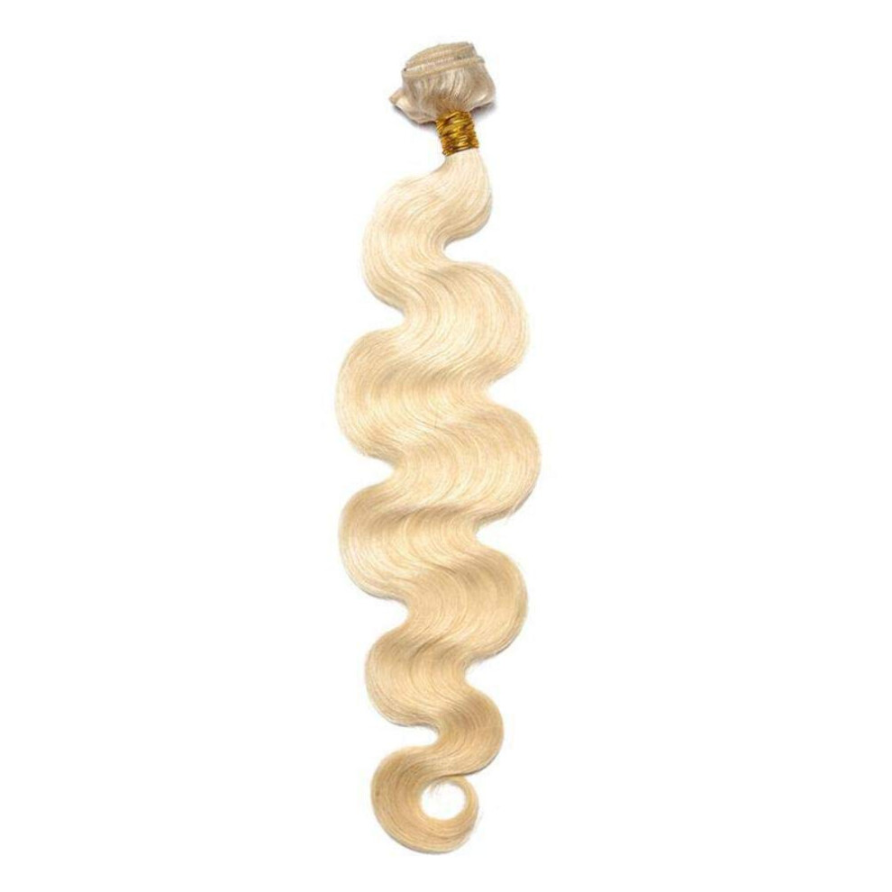 Unisex Silver Virgin Human Hair Extensions Platinum Blonde #60 Body Wave Double Weft Tangle Volume