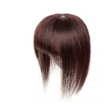 Human Hair Clip In Topper with Bangs, Remy Crown Hairpiece for Thinning or Grey Coverage