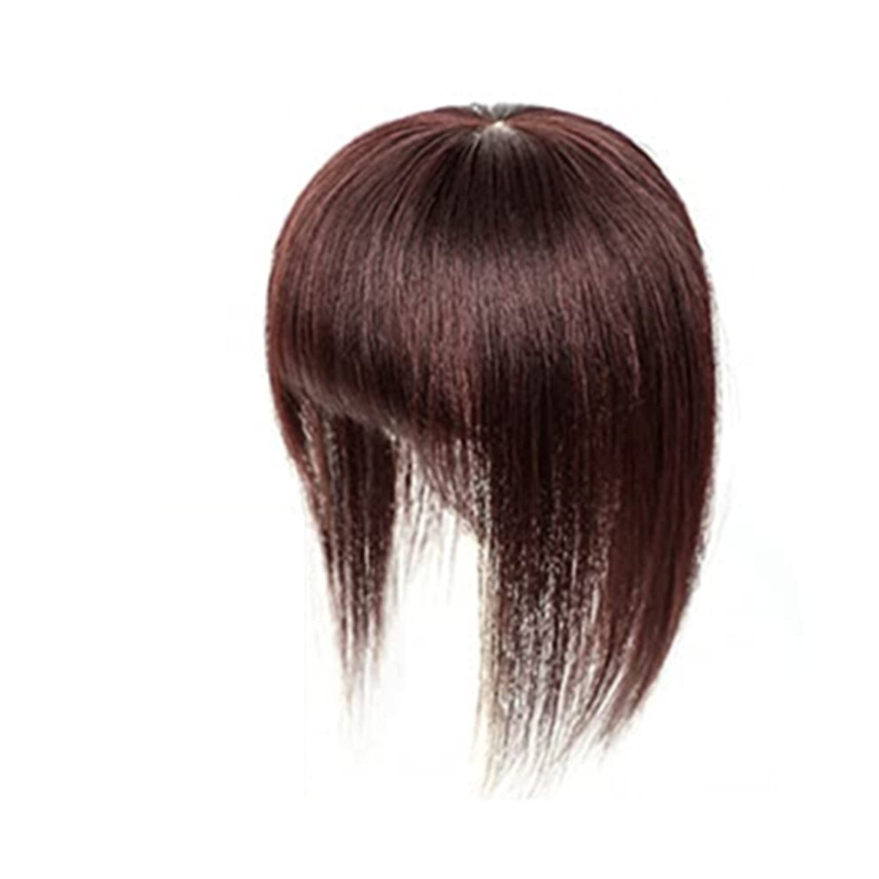 Unisex Grey Human Hair Clip In Topper With Bangs, Remy Crown Hairpiece For Thinning Or Coverage