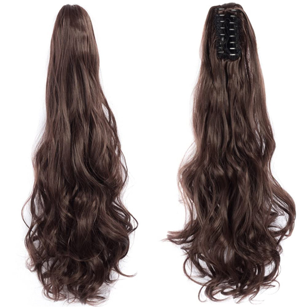 Clip In Ponytail Extension 22 Inch Wavy Heat Resistant Synthetic Hairpiece for Instant Volume