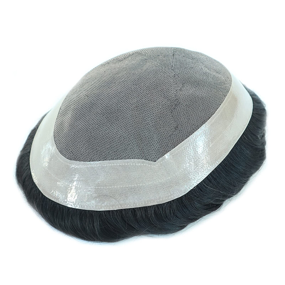 Unisex Men's Toupee 6X8 Human Hair Wig Natural Hairline Swiss Lace Front Pu Base Hairpiece