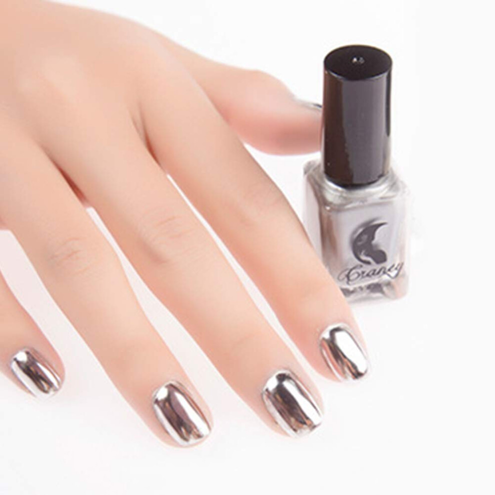 Silver Chrome Mirror Effect Nail Polish With Instant Mirror Finish And Longlasting Shine 6Ml