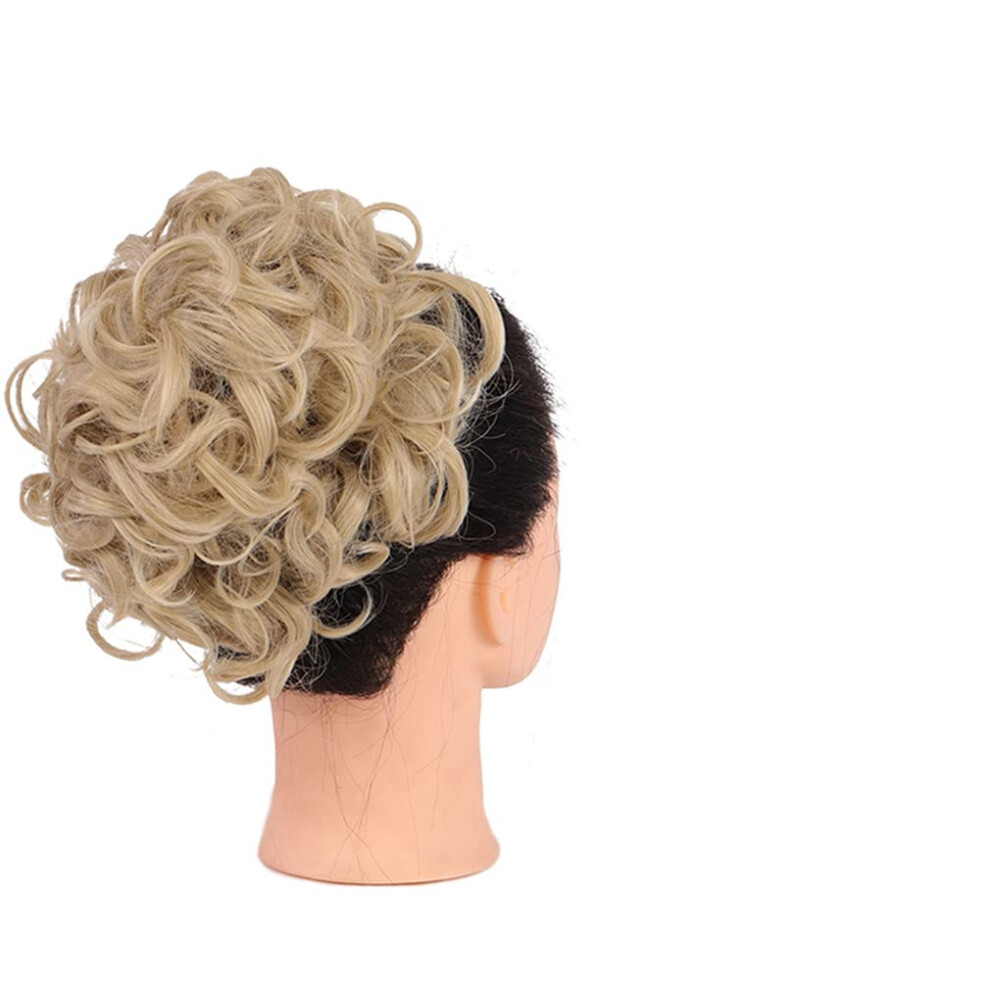 Messy Bun Hair Piece Blonde Highlight 24H613 Synthetic Extension with Comb Clips for Women