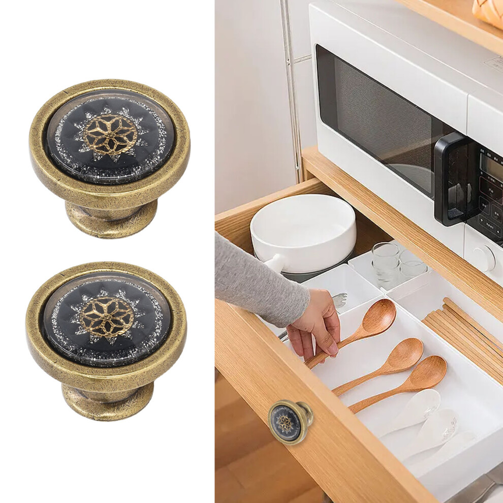 Antique Zinc Alloy Drawer Handle Copper Black Round Knob 2 Sets Single Hole 8771381783227