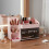 Living And Home Modern Multi-Compartment Cosmetic Storage Organiser with Drawers, Pink 2