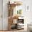 White 7-in-1 Entryway Hall Tree with Mirror &Bench 3
