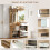 White 7-in-1 Entryway Hall Tree with Mirror &Bench 5