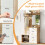 White 7-in-1 Entryway Hall Tree with Mirror &Bench 4