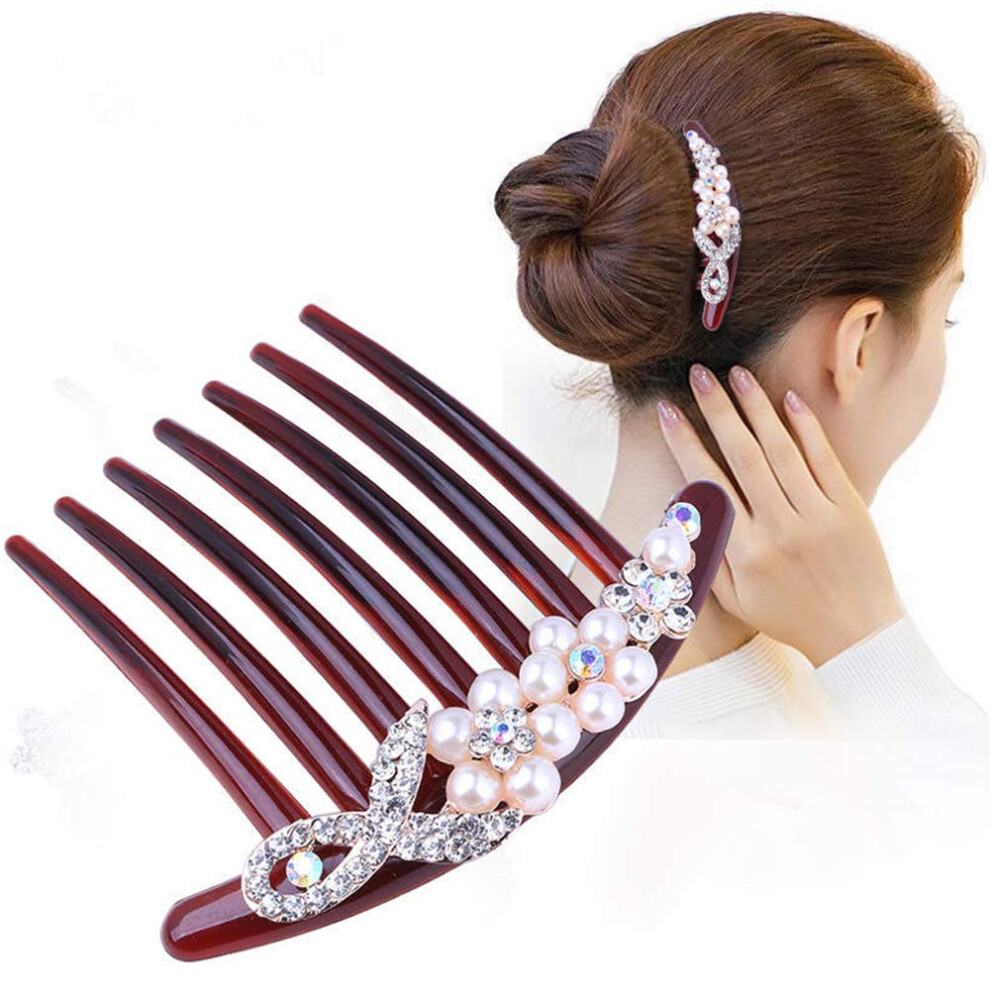 Bridal Hair Comb with Pearls and Crystals, Elegant Flower Pin for Brides and Bridesmaids Styles