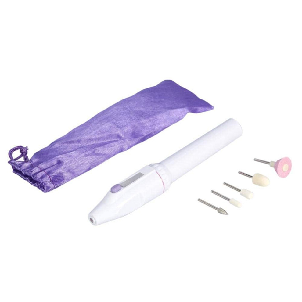 Electric Nail File with 5 Drill Bits, Ergonomic Grip, Low Noise for Manicure and Pedicure White