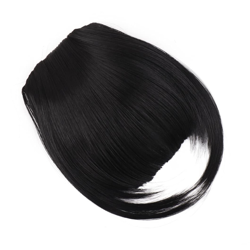 Black 1B Synthetic Clip In Bangs Hair Extensions with Heat Resistant Fiber for Instant Volume