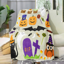 Zynic Halloween fleece deken, geschikt voor bed, auto en kantoor - Zachte, lichtgewicht melkfluwelen deken voor vrouwen, mannen, kinderen en