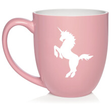 Einhorn-Keramikbecher, Kaffeetasse oder Teetasse, Geschenk (473 ml, Hellrosa)