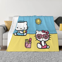 Hello Kitty deken, flanellen fleece plaid, superzacht, knus, warm, pluche beddengoed voor bank, woonkamer, slaapkamer - 50"x40"