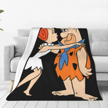 Flintstones flanellen bankdeken, superzacht en warm, 127 x 152 cm microfleece plaid voor bank, bed, kantoor, alle seizoenen
