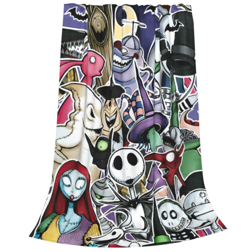 Κουβέρτα από φλις Nightmare Before Christmas, εξαιρετικά μαλακή, άνετη ριχτάρι συμβατή με 2