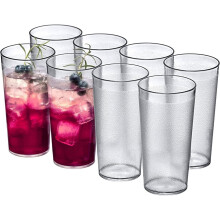 NOGIS 8er-Pack 473 ml (16 oz) durchsichtige Kunststoffbecher, Restaurantqualität, bruchfest, wiederverwendbar, stapelbar, bruchsichere Trinkbecher